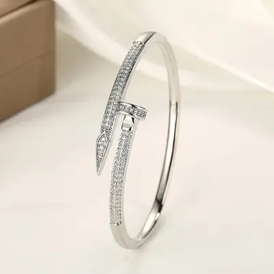 Wide round three-row crystal bracelet, metal snap clasp - 11
