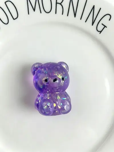 Iridescent Glitter Transparent Bear Squishy Stress Toy - 12