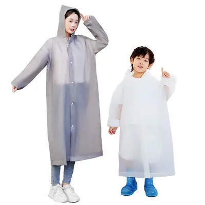 Thickened PEVA Disposable Raincoat, Adult Long Style and Children's One-Piece