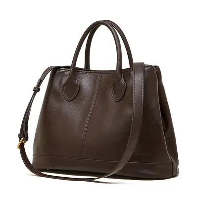 Genuine Leather Large Capacity Women's Tote Handbag, Single Shoulder - 10