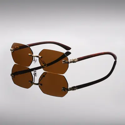 Rahmenlose Herren-Sonnenbrille, eckig, UV400-Schutz - 3