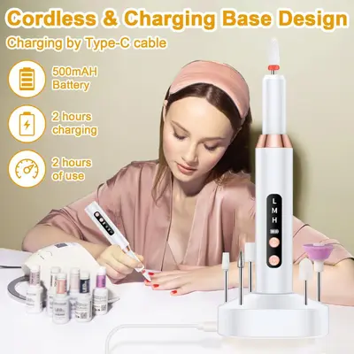 Sınır Ötesi Yeni Model Tırnak Cilalama Makinesi Taşınabilir Elektrikli Tırnak Törpüsü Manicure Aracı Seti Ekran Göstergeli Şarj Edilebilir Manicure Makinesi - 3