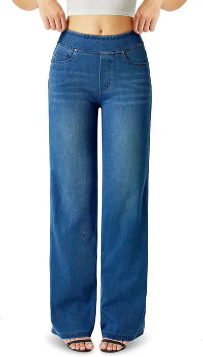 Women's Wide-Leg Jeans, Washed, Comfortable, Spring and Autumn