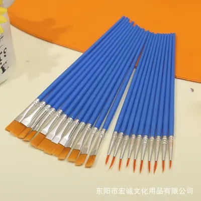 Plastik düz kafalı kanca hattı fırçası çocuk diy alçı seramik renkli boyama fırçası el boyalı grafiti suluboya akrilik fırça