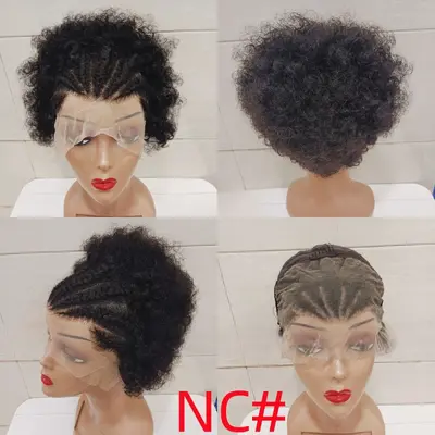 13x4 Front Lace Afro Curly Wig, 100% Human Hair - 7