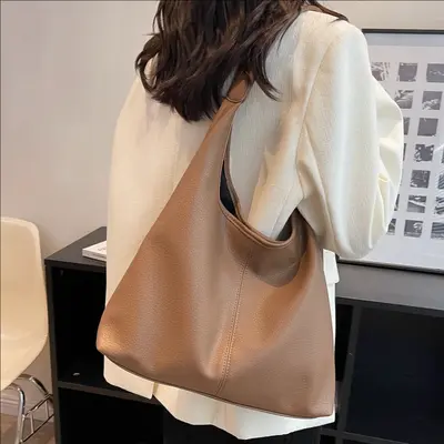 Women's Single-Shoulder Tote Bag, Large Capacity, Minimalist Casual Underarm Bag - 2