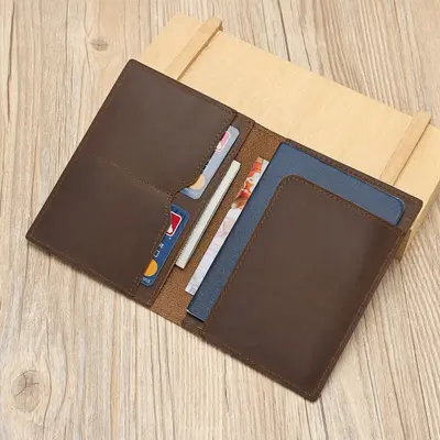 Crazy Horse Genuine Leather Passport Wallet with Card Holder - 7