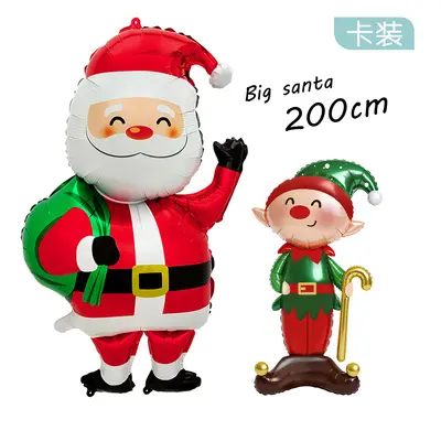 Noel alüminyum folyo balon seti, Noel Baba, kardan adam, 4D zencefilli ev