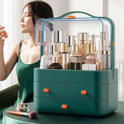 Multi-layer cosmetic storage box, dust-proof, portable - 3