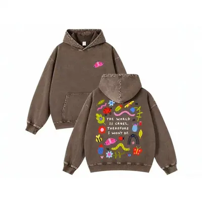 Y2 Schweres Kapuzensweatshirt, 3D-Digitaldruck Insekten-Graffiti, Luftschicht