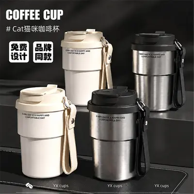 Einfache doppelwandige Kaffee-Thermoskanne 316 Edelstahl Kaffeebecher hochwertig tragbar Geschenk Wassertasse mit individueller Logo-Anpassung - 2