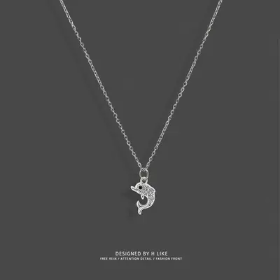 Dolphin pendant necklace, women's, minimalist chain - 3