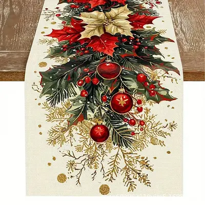 Amazon Cross-Border New Christmas Table Runner Factory Direct Winter Snowman Santa Claus Printed Table Mat
