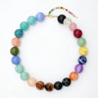 Acrylic Colorful Bead Pendant Necklace, Dopamine Style - 7
