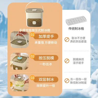 Printed ice cube mold, ice cube tray, food-grade silicone mold, easy-release ice cube mold with lid.