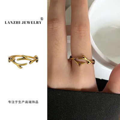 Lanzi Vintage-Retro-Damenring aus hochwertigem antiker Goldtechnik, hochfarbecht, luxuriöses Design, koreanischer Modeschmuck, Fingerring - 7