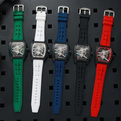 Richard Herren-Quarzuhr, Silikonarmband, durchbrochenes Design