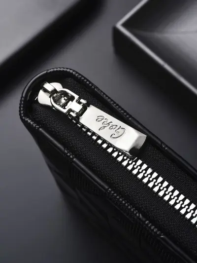2026 Men's Wallet, Diamond Pattern, Short Zipper - 5