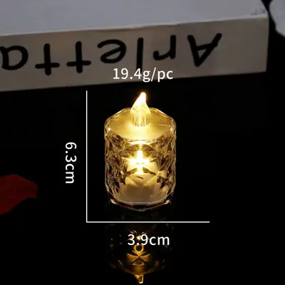 LED dijital mum ışığı gül çayı mumu şeffaf kristal gece lambası evlilik teklifi atmosfer ışığı LED dijital mum - 8