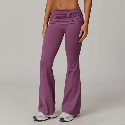 Kadın Popo Kaldırıcı Yoga Pantolonu, Çabuk Kuruyan, Yüksek Bel, Geniş Paça