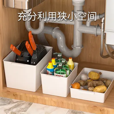 Rectangular plastic storage basket for desktop organization - 5