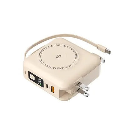 Magnetic Wireless Power Bank 15000mAh with Built-in Cable, US Plug - 8