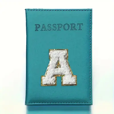 Passport holder leather travel document wallet alphabet pattern