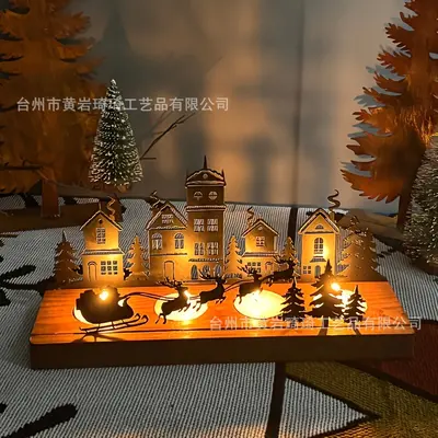 Ahşap Noel Ağacı Mum Standı, Masif Ahşap Tabanlı Noel Dekorasyonu
