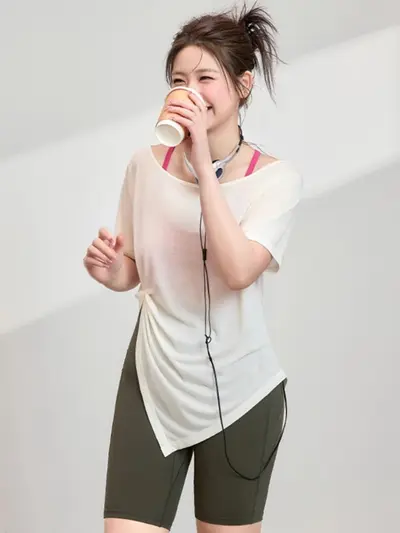 Women's Plus Size Short Sleeve Sports Top, Loose, Breathable - 5