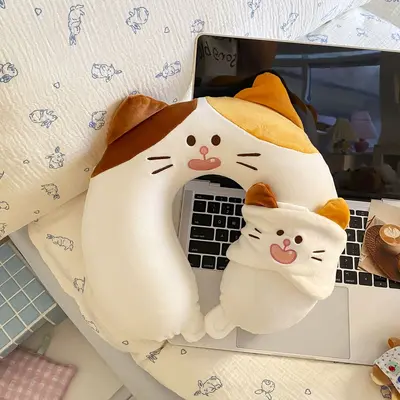 Kedi göz maskeli U şeklı boyun yastığı - 10