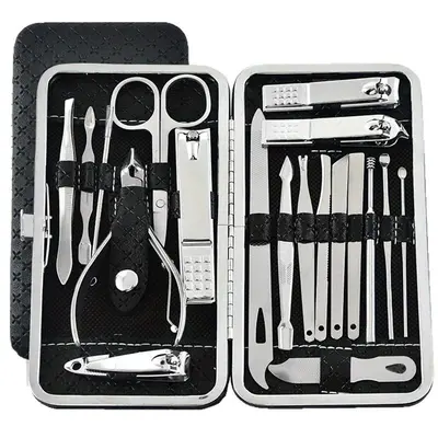 Nail clipper set, stainless steel, 19-piece manicure kit