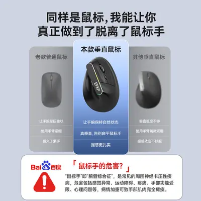 Rechtshändige vertikale ergonomische Maus, wiederaufladbar, Bluetooth-Dualmodus