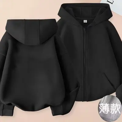 Kapuzen-Sweatshirt-Strickjacke für Jungen, einfarbig, locker, Frühling bis Winter