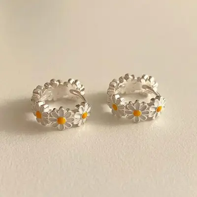 Gänseblümchen-Ohrringe Damen Blütendesign elegant - 7