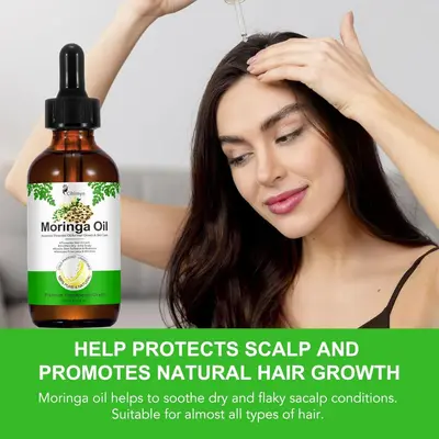 Moringa-Haarpflegeöl, reduziert Haarausfall, glättet trockenes, sprödes Haar