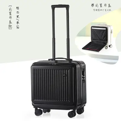 Universal Wheeled Front-Opening Trolley Luggage 18 Inch Small Boarding Bag Travel Suitcase for Men and Women Carry-on Luggage Mommy Bag Password Lock Box