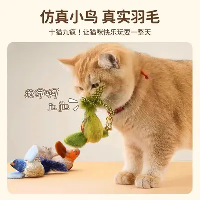 Cat Teaser Wand with Simulated Bird and Sound - 2