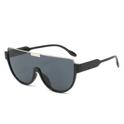 Damen-Sonnenbrille mit einteiligem Rahmen, Halbrund-Design, braun getönt - 7