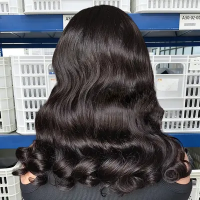 13x4 HD Lace Front Wig, Black Curly Hair, Ocean Wave