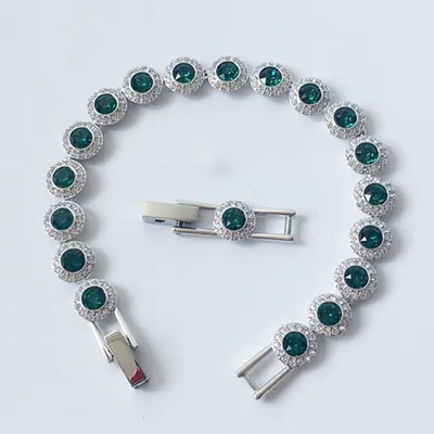 Shijia Round Single Diamond Button Bracelet, Adjustable, for Women - 12