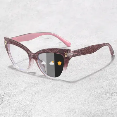 Photochromic Grey Patchwork Sunglasses, Color-Changing Lenses - 5