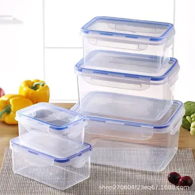 Lebensmittelqualität Kühlschrankbehälter für Gemüse Mikrowellen-hitzebeständige Kunststoff-Essensbox Obst-Lagerbehälter rechteckig mit Deckel versiegelt