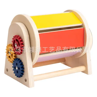 Wooden Drawer Box 2-in-1 Montessori Teaching Tool Permanent Goal Box Infant Coin Drop Box Toy