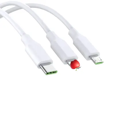 Apple ve Huawei cep telefonlarına uygun üçü bir arada hızlı şarj veri kablosu USB bir-üç sıvı renkli flaş şarj kablosu toptan satış