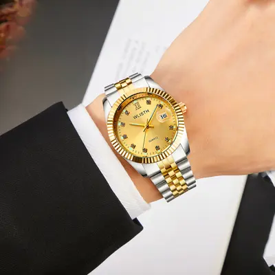Couple watches, waterproof quartz, steel bracelet - 3