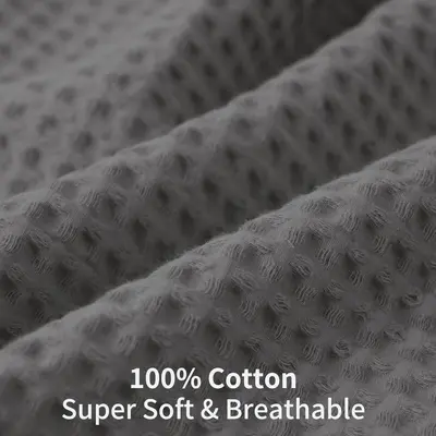 100% Cotton Honeycomb Waffle Pillowcase, Set of 2, Anti-Oil Hair - 9
