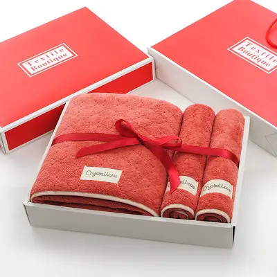 Havlu ve banyo havlusu hediye kutusu üçlü set, hediyelik eşya, işlemeli logo, doğum günü ziyafeti, düğün kutlaması, hatıra, mutlu sözler havlusu - 13