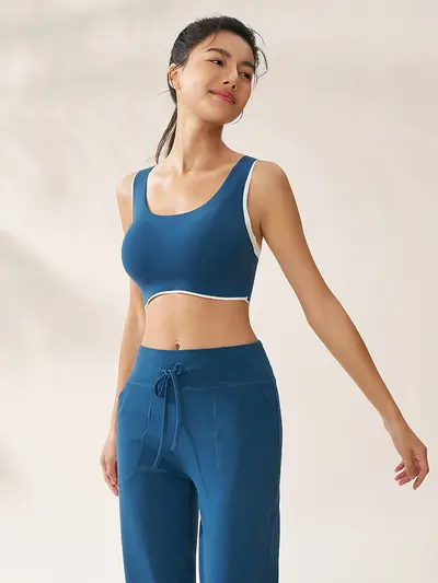 Damen Sport-BH nahtlos feste Schale kontrastfarben