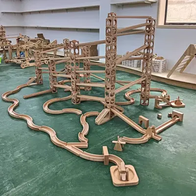 幼儿园轨道滚珠积木实木大型益智玩具儿童搭建积木立交桥磁力积木 - 7