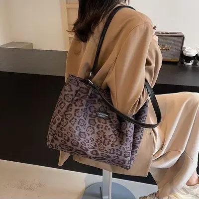 Retro Leopard Print Large-Capacity Women's Shoulder Bag - 2